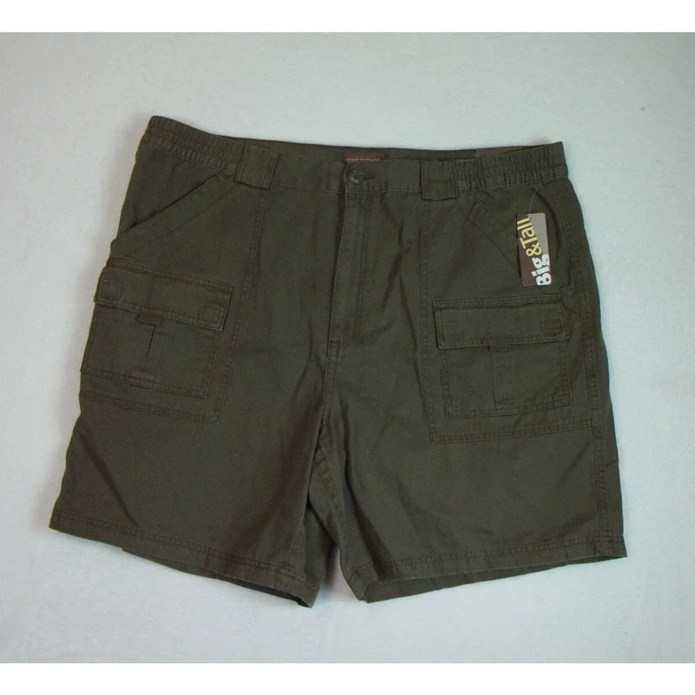Great Northwest Men's Cargo Shorts Size‎ 46 Elastic Waist 100% Cotton Green NWT
